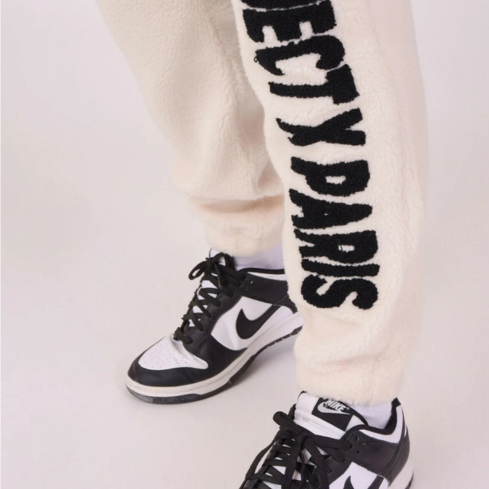 Project X Paris - Cream Fleece Joggers with Black Text